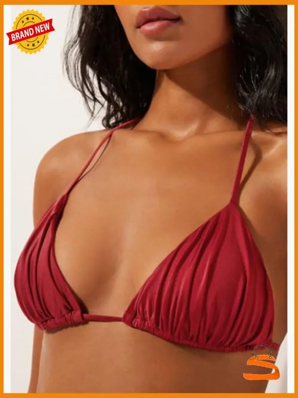 X-Small Push-Up Triangle Bikini Top with Removable Padding, Shiny Satin